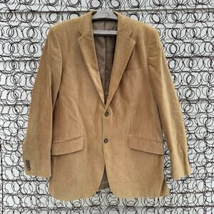 Banana Republic 44L Gold Tan Velvet Pin Stripe Suit Coat Sport Jacket Blazer